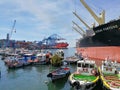 South America Chile Valparaiso ValparaÃÂ­so Cruise Harbor Boats Cargo Ships Docking Commerce Containers Transportation Logistics