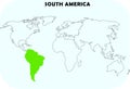 South America continent in world map