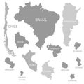 South America countries maps set Royalty Free Stock Photo