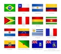 South America detailed flags set of all continent countries and Royalty Free Stock Photo