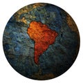 South America on globe map Royalty Free Stock Photo