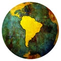 South America on globe map Royalty Free Stock Photo