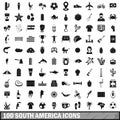 100 South America icons set, simple style