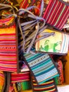 South America Indian woven fabrics. Colorful handmade native blankets