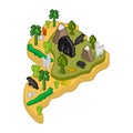 South America Isometric Map Animal and plants. flora and fauna o