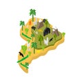 South America Isometric Map Animal and plants. flora and fauna o