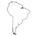 South America map from black contour curves lines on white background. Vector illustration. Royalty Free Stock Photo