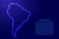 South America map from luminous blue star space points on the co