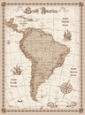 Vintage South America Map Royalty Free Stock Photo