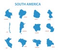 South america - maps of countries - vector Royalty Free Stock Photo