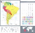 South America Political Map and Map Pointers