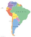 South America single states political map Royalty Free Stock Photo