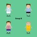 South American Championship. Group B - Argentina, Uruguay, Paraguay, Jamaica. Vector.