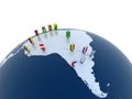 South American continent with country flags Royalty Free Stock Photo