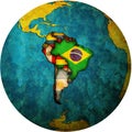 south american flags on globe map Royalty Free Stock Photo