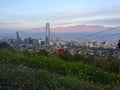 Skyline with Cable Car Santiago Chile Park Royalty Free Stock Photo