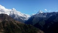 South Annapurna and Machapuchare in Himalayas, Pokhara, Nepal. Royalty Free Stock Photo