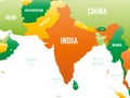 South Asia detailed political map with lables