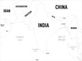 South Asia map. High detailed political map of southern asian region and Indian subcontinent with country, capital