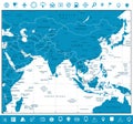 South Asia Map and Navigation Icons Royalty Free Stock Photo