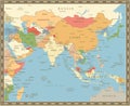 South Asia Map Vintage Color