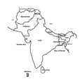 South Asia Outline Map.