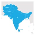 South Asia Region. Map of countries in southern Asia. Vector illustration Royalty Free Stock Photo