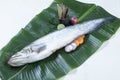 South Asian Boal fishes over white background