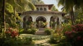 A South Asian bungalow with ornate architecture.