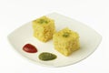 South asian indian gujarati lentil cake dhokla.