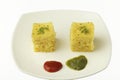 South asian indian gujarati lentil cake dhokla.