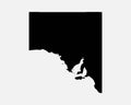 South Australia Map Black Silhouette. SA, Australian State Shape Geography Atlas Border Boundary. Black Map Isolated on a White Ba
