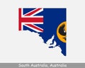 South Australia Map Flag. Map of SA, Australia with the state flag isolated on a white background. Australian state. Vector illust Royalty Free Stock Photo