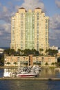 South Beach appartment building with harbor Royalty Free Stock Photo