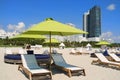 South Beach lounge chairs and umbrellas
