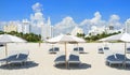 South Beach lounge chairs and umbrellas