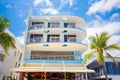 South Beach, Miami Beach, Ocean Drive Street, Architectural Monuments of Art Deco. Hotels and restaurants. Royalty Free Stock Photo