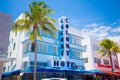 South Beach, Miami Beach, Ocean Drive Street, Architectural Monuments of Art Deco. Hotels and restaurants. Royalty Free Stock Photo