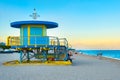 South Beach in Miami near sunset with one of its iconic lifeguard towers Royalty Free Stock Photo