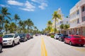 South Beach, Miami Beach, Ocean Drive Street, Architectural Monuments of Art Deco. Hotels and restaurants. Royalty Free Stock Photo