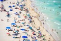 South Beach, Miami Beach. Tropical and Paradise coast of Florida, USA. Aerial view Royalty Free Stock Photo