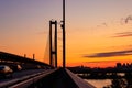 South bridge across the Dnieper river in Kiev, Ukraine at sunset Royalty Free Stock Photo