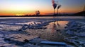 The South bridge at night, Kiev, Ukraine.Sunset on the Dnieper R Royalty Free Stock Photo