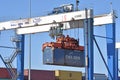 South Carolina Inland Port Spreader Crane with logo