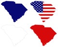 South Carolina map with USA flag - state in the southeastern region of the United States Royalty Free Stock Photo