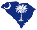 South Carolina Outline Map and Flag Royalty Free Stock Photo