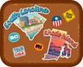 South Carolina, Rhode Island travel stickers with scenic attractions