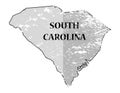 South Carolina State and Date Map Grunged