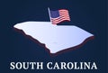 South carolina state Isometric map and USA national flag 3D isometric shape of us state Vector Illustration Royalty Free Stock Photo