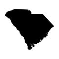 South Carolina, state of USA - solid black silhouette map of country area. Simple flat vector illustration Royalty Free Stock Photo